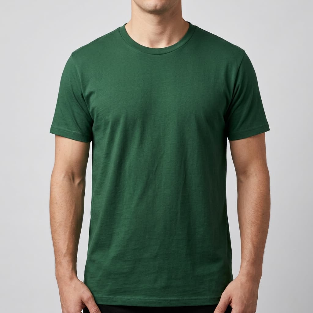 Forest-green t-shirt with a printed design